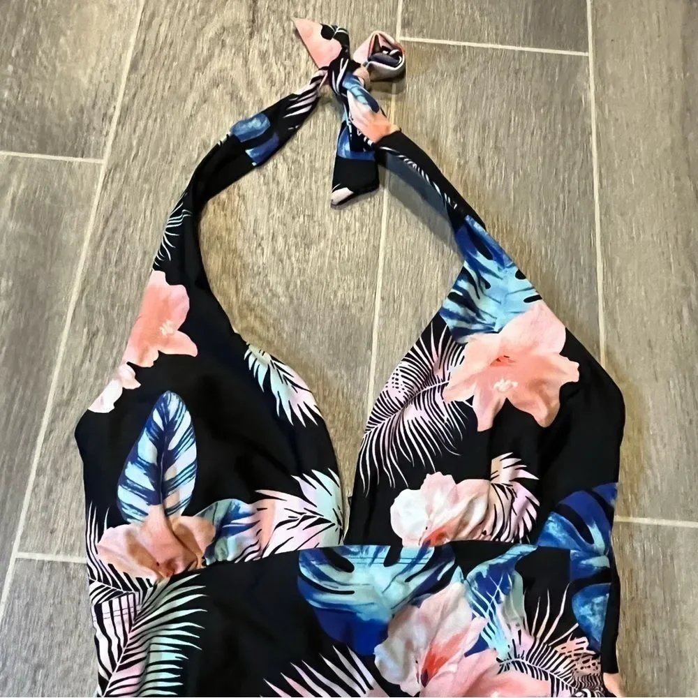 DKNY Tropical Print One Piece Swimsuit - Picture 3 of 7